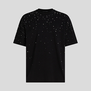 เสื้อยืดคอตตอนประดับเพชร ดีไซน์ล่าสุด ขายส่ง เสื้อยืดสตรีทแวร์ฤดูร้อน เสื้อยืดสไตล์ใหม่ พร้อมออกแบบและโลโก้ตามสั่ง ปี 2026 - Product Image 1