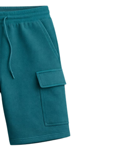 Shorts cargo vert sarcelle pour hommes, taille élastique avec cordon de serrage, style streetwear décontracté, multi-poches, shorts d'été, logo personnalisé, fabricant OEM - Product Image 2