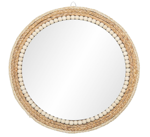 Vietnam Modern Grass Floral Round <b>Mirror</b> Handmade Wall Decor - Product Image 1