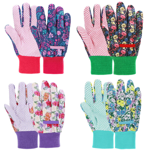 Wholesale Custom Sublimation Floral Garden <b>Gloves</b> With Polyurethane Coating Anti-Slip Knit Cuff Pull On Design For Outdoor Work - Product Image 1