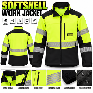 เสื้อแจ็คเก็ตทำงานแบบ Softshell สะท้อนแสง ป้องกันน้ำ กันลม มาตรฐาน ANSI Class 3 EN ISO 20471 Class 2 แบบสั่งทำพิเศษ - Product Image 1