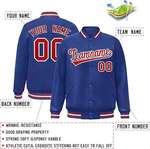 เสื้อแจ็คเก็ตวาร์ซิตี้สีน้ำเงินสำหรับผู้ชาย ปักชื่อและหมายเลขตามสั่ง สไตล์เพรปปี้ ใส่ได้ในฤดูใบไม้ร่วง ทรงปกติ คอตั้ง ติดกระดุมแถวเดียว - Product Image 2