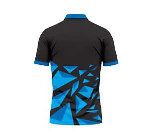 T-shirt personnalisé pour homme, noir et bleu, imprimé géométrique, logo sur le devant, col rond, manches courtes, séchage rapide, performance, golf, sport, coupe classique - Product Image 6