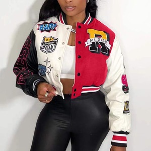 High Performance Cropped Varsity <b>Jacket</b> <b>Lightweight</b> <b>Womens</b> Bomber Wear Manufacturer Bulk Supply - Product Image 3