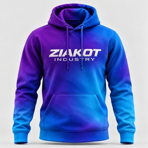 Sweat à capuche personnalisé pour homme, dégradé violet-bleu, en polaire premium, OEM ODM, marque privée, streetwear sur mesure - Product Image 2