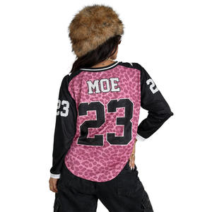 Maillot de sport pour femme style hip-hop, imprimé camouflage, manches courtes, streetwear, respirant, rose camouflage, col en V, maillot de football américain - Product Image 5