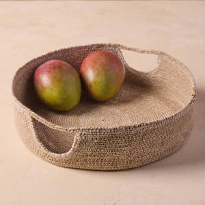Handwoven Black Braided Seagrass <b>Tray</b> Round Handle Basket Handmade Sustainable <b>Serving</b> <b>Tray</b> Wholesale Bulk Supplier Table Decor - Product Image 2