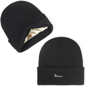Gorro de Punto Negro y Gris con Forro Interior, Gorro de Invierno Suave y Cálido para Hombre y Mujer, Logotipo Personalizable, Venta al Por Mayor - Product Image 2
