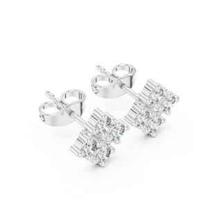 Luxury Vintage <b>Silver</b> Cluster Diamond <b>Stud</b> Earrings IGI Certified Womens Fine Jewelry for Wedding Engagement Party Gift - Product Image 2