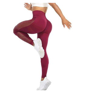 Leggings de yoga sans couture taille haute pour femmes, séchage rapide, en Spandex, pour le sport et le fitness, effet push-up, grandes tailles, OEM - Product Image 3