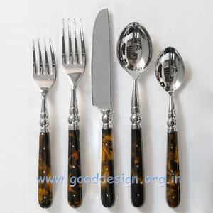 Juego de cubiertos de diseñador de acero inoxidable 18/10 de Venta caliente con cubiertos de mango de resina de tortuga azul oscuro - Product Image 6