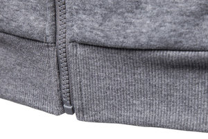 Sudadera con capucha y cremallera para hombre, corte ajustado, color gris sólido, algodón, informal, para otoño, estilo urbano. - Product Image 3