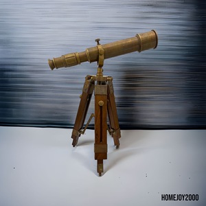 Brass Telescope Mounted on Wood <b>Stand</b> Classic Nautical Design Light <b>Weight</b> Multipurpose for Desk Office Home Decorative Display - Product Image 4