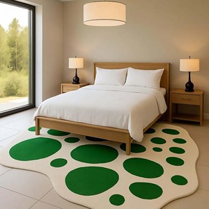 Tapis d'appoint vert abstrait irrégulier tufté à la main, tapis moderne doux et moelleux, tapis de luxe de designer, tapis de sol contemporain pour la décoration du salon - Product Image 5
