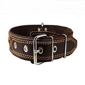 Collar de perro de cuero trenzado a mano, accesorio de acero inoxidable, acolchado suave, doble costura, extra grueso, ajustable - Product Image 4