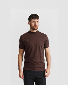 T-shirt en coton tricoté 100 % pour homme, marron chocolat, décontracté, à manches courtes, respirant, infroissable, pour l'été, streetwear, usage quotidien, doux - Product Image 1