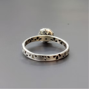 Women's 925 Silver Handmade Floral Patter <b>Ring</b> With Oxidized Finish <b>Thin</b> Band Affordable Jewelry Supplier - Product Image 2