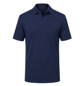 Chemise de golf personnalisée pour homme, en coton respirant tricoté uni, manches courtes, logo brodé personnalisé sur le devant - Product Image 1