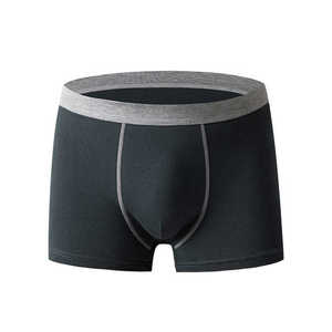 Men's Comfortable Mid-Rise Knitted Underwear <b>Custom</b> Logo Printed <b>Boxer</b> Brief Breathable Plain Color 100% Cotton - Product Image 3