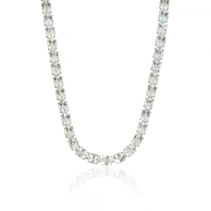 Collar de tenis de plata de ley 925 maciza con gema de aguamarina natural de corte ovalado para mujer, ¡gran oferta! - Product Image 1