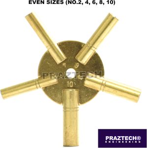 PRAZTECH® 10-in-1 Clock Winding Key Set | Dual Brass Keys Sizes 2–11 | Universal Clock Repair & Winding <b>Tool</b> - Product Image 3