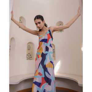 Robe Bohème Multicolore à Design Symétrique, Respirante et à Silhouette Ample, Taille XS pour les Loisirs - Service de Traitement Manuel - Product Image 2