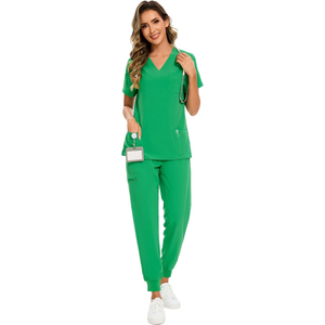 Custom Logo Nurse <b>Scrubs</b> <b>Set</b> Stand Collar Medical Uniform Short Sleeve Hospital Wear Unisex Breathable Comfortable <b>Scrub</b> <b>Sets</b> - Product Image 1