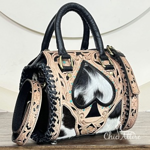 High Quality Hand Tooled Real Cowhide Black <b>Leather</b> <b>Small</b> Speedy Duffel <b>Bags</b> Genuine <b>Leather</b> Zipper Closure Crossbody Handbags - Product Image 1