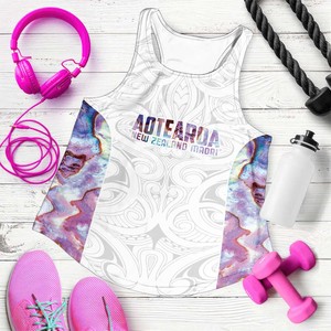 Débardeur pour femmes Aotearoa Nouvelle-Zélande, col rond, respirant, en polyester tricoté, imprimé numérique floral, logo frontal, style décontracté - Product Image 6