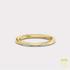Rose Gold Curved Moissanite Diamond Wedding Band Minimalist <b>Stacking</b> <b>Ring</b> Curved Bridal Band Matching Engagement <b>Ring</b> - Product Image 3