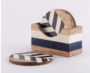 Wooden Coasters with <b>Stand</b> Natural Wood <b>Drink</b> with Holder for Table Protection Home Decor - Product Image 4