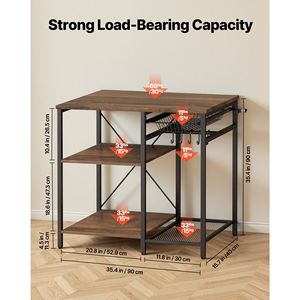 "5-Shaped Hooks X-Shaped Support Bar <b>Kitchen</b> Bakers <b>Rack</b> 35.4 Inch Wide Multi-Layer <b>Storage</b> for Fruits" - Product Image 3