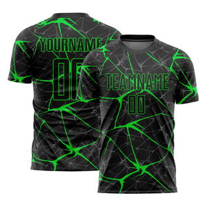 ชุดฟุตบอลแบบซับลิเมชั่นสีดำนีออนเขียวแบบกำหนดเอง ชุดทีมฟุตบอลมืออาชีพ เสื้อผ้ากีฬาที่ระบายอากาศได้ดี - Product Image 1