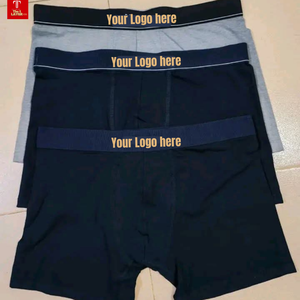 Men Seamless <b>Boxer</b> Briefs Breathable Mid Rise Knitted Underwear Custom Logo on Waist Solid Color <b>Polyester</b>/Cotton Wholesale - Product Image 5