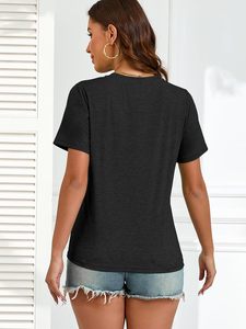 Camiseta Informal Estampada para Mujer, Diseño Gráfico Moderno, Top de Algodón Suave, Cómodo y Ligero para el Verano, Moda Elegante para Damas - Product Image 5