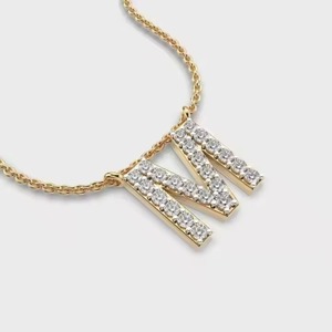 Maravilloso Colgante de Diamante Cultivado en Laboratorio con Forma de 'M', Chapado en Rodio, Corte Brillante, Estilo Minimalista, Joyería con Letras, Clásico, Unisex - Product Image 1