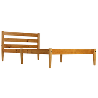 Cama de Plataforma de Madera Maciza de Diseño Moderno Furaka, Cabecera con Listones, Patas Cónicas, Tamaño Personalizado, Color Natural, Modelo Suave AWBFUR1824