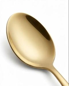 Cuillère de mariage en acier inoxydable à poignée plate simple polie de l'Inde idéale pour la cuisine, le dessert et la nourriture - Product Image 3