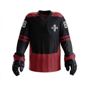 Nouvel ensemble d'uniformes de hockey sur glace de qualité supérieure, impression par transfert thermique, manches longues avec gants, 100 % polyester, qualité premium pour hommes - Product Image 6