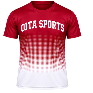 T-shirt de sport pour homme à manches courtes et col rond, imprimé par sublimation, dégradé bordeaux et blanc, personnalisé, pour l'entraînement et la performance athlétique - Product Image 1