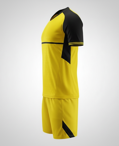 Camiseta de Fútbol para Hombre, Amarilla y Negra, con Bloques de Color, Manga Corta, Cuello en V, Absorbe la Humedad, Ropa Deportiva de Poliéster para Todas las Temporadas - Product Image 2