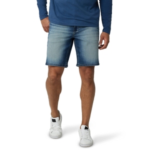 Short en jean taille mi-haute, coupe droite, délavage clair, 100% coton tricoté, style décontracté d'été, fermeture éclair, couleur unie, séchage rapide, écologique - Product Image 1