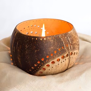 Natural table centerpieces for party event coconut shell <b>tealight</b> holders candle holder <b>lantern</b> - Product Image 3