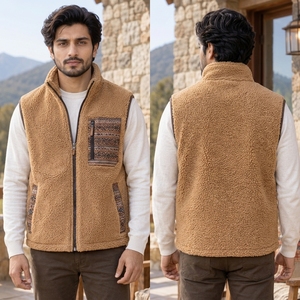 Construction légère, coutures durables et poches pratiques, gilet en sherpa pour homme avec un matériau en polaire sherpa confortable - Product Image 6