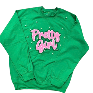   Sudadera Bonita 2.0 con Perlas Verdes para Mujer, Sudadera con Cuello Redondo Adornada, Manga Larga, Estampado Gráfico, Ropa Casual de Calle - Product Image 1