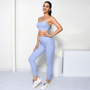 Conjunto de Yoga de 2 Piezas para Mujer, Color Sólido, Spandex/Nylon, Antibacterial, Transpirable, Ropa Deportiva para Gimnasio, Gran Venta - Product Image 4