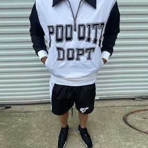 Two Piece Shorts Set Hoodie Unisex Track Suit New Fashion Zip Lightweight Windbreaker <b>Jacket</b> Low Waist 100% Cotton - Product Image 5