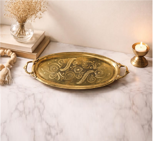 Eco-Friendly Pure Brass Glossy <b>Work</b> Tray for Sustainable Global Luxury Living and Handcrafted Artisan Tableware Gift - Product Image 1