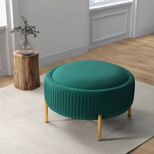 Minimalist Wooden Ottoman Bench <b>Stool</b> with Fabric <b>Cushion</b> Modern Footrest Seat for Living Room and Bedroom - Product Image 2