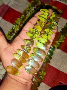 Natural Green Opal Gemstone Pair – Loose Smooth Polished Pear / Oval Cabochons for Earrings & Jewelry Making - Product Image 5